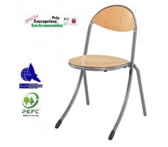 Lot De 4 Chaises Scolaires T6 Couleur Jaune - Assise Hêtre, Piétement Acier - Pour école, Bureau, Salle à Manger